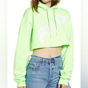 FILA reflective neon cropped hoodie